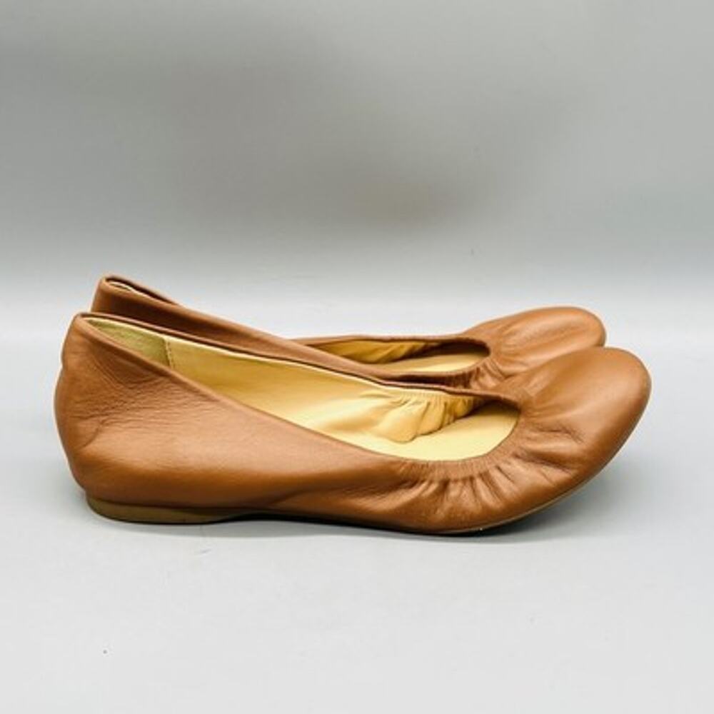 J Crew Shoes Womens 6.5 Brown Leather Ballet Flats Slip On Cece Made Italy